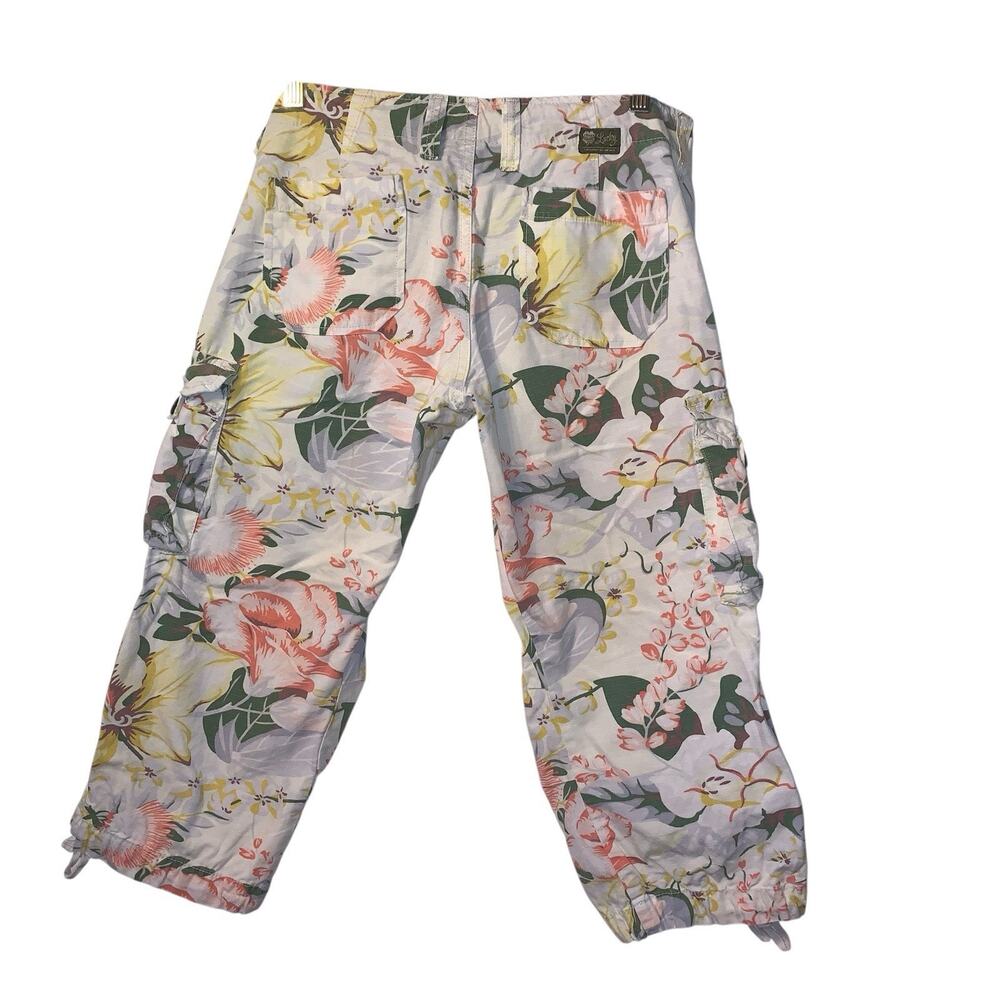Lucky Brand 100% Cotton Floral Cargo Crop Ankle Loose Fit Low Waist Pants 2/ 26 - Picture 2 of 9